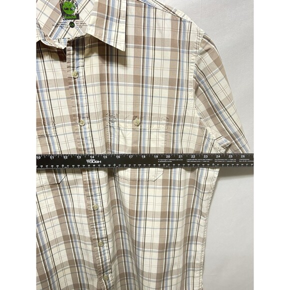 Timberland Mens Large Short Sleeve Button Down Plaid Shirt - Picture 4 of 12